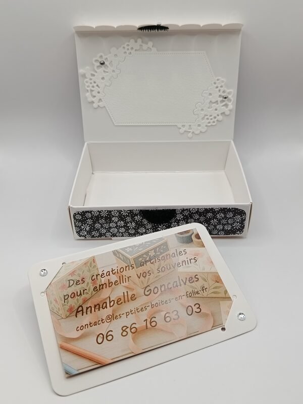 Boîte artisanale porte-cartes noir et blanc – Image 4
